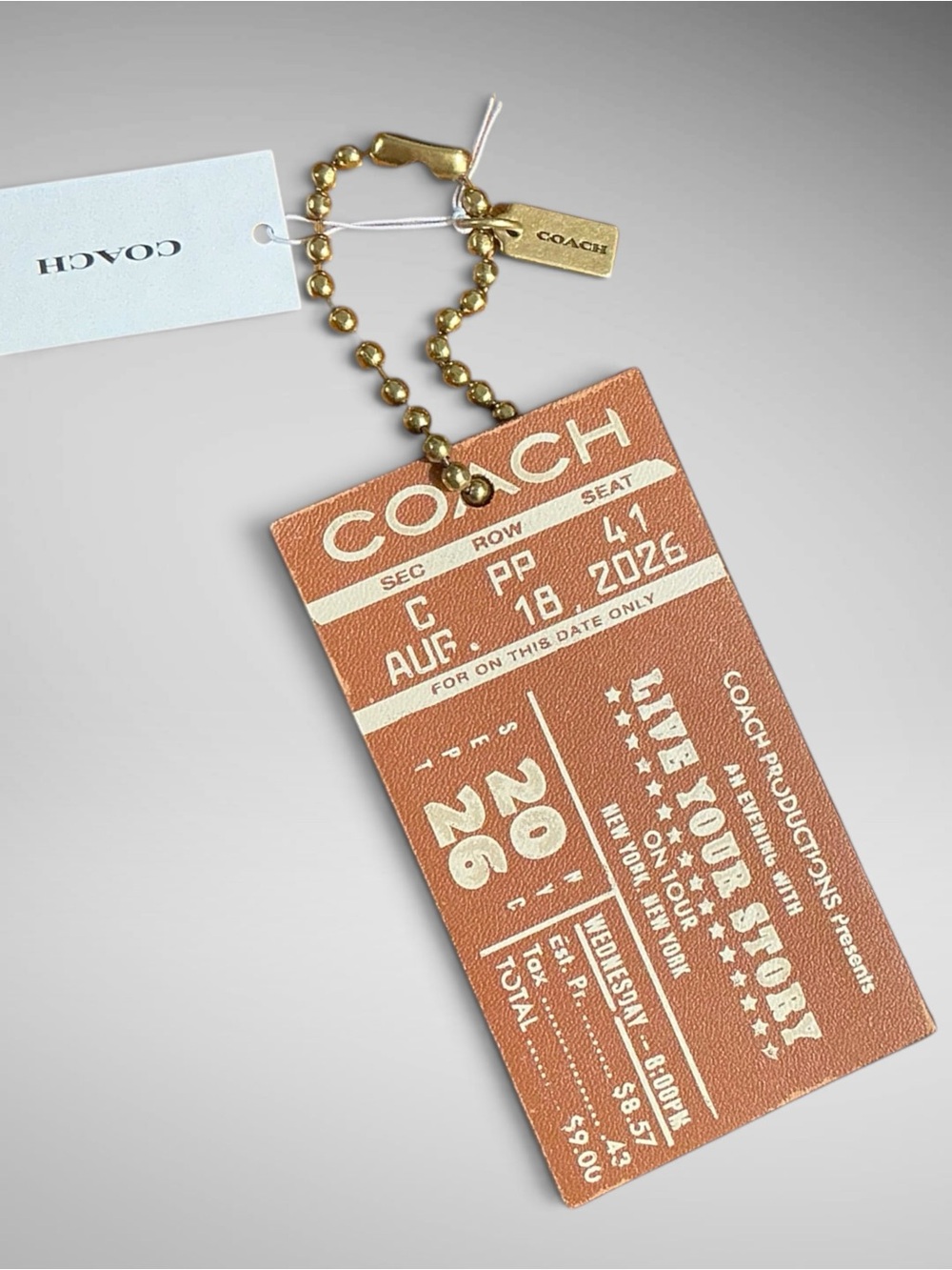 Coach Tabby In Chains Concert Bag Charm Burnished Amber CHQ91 NWT